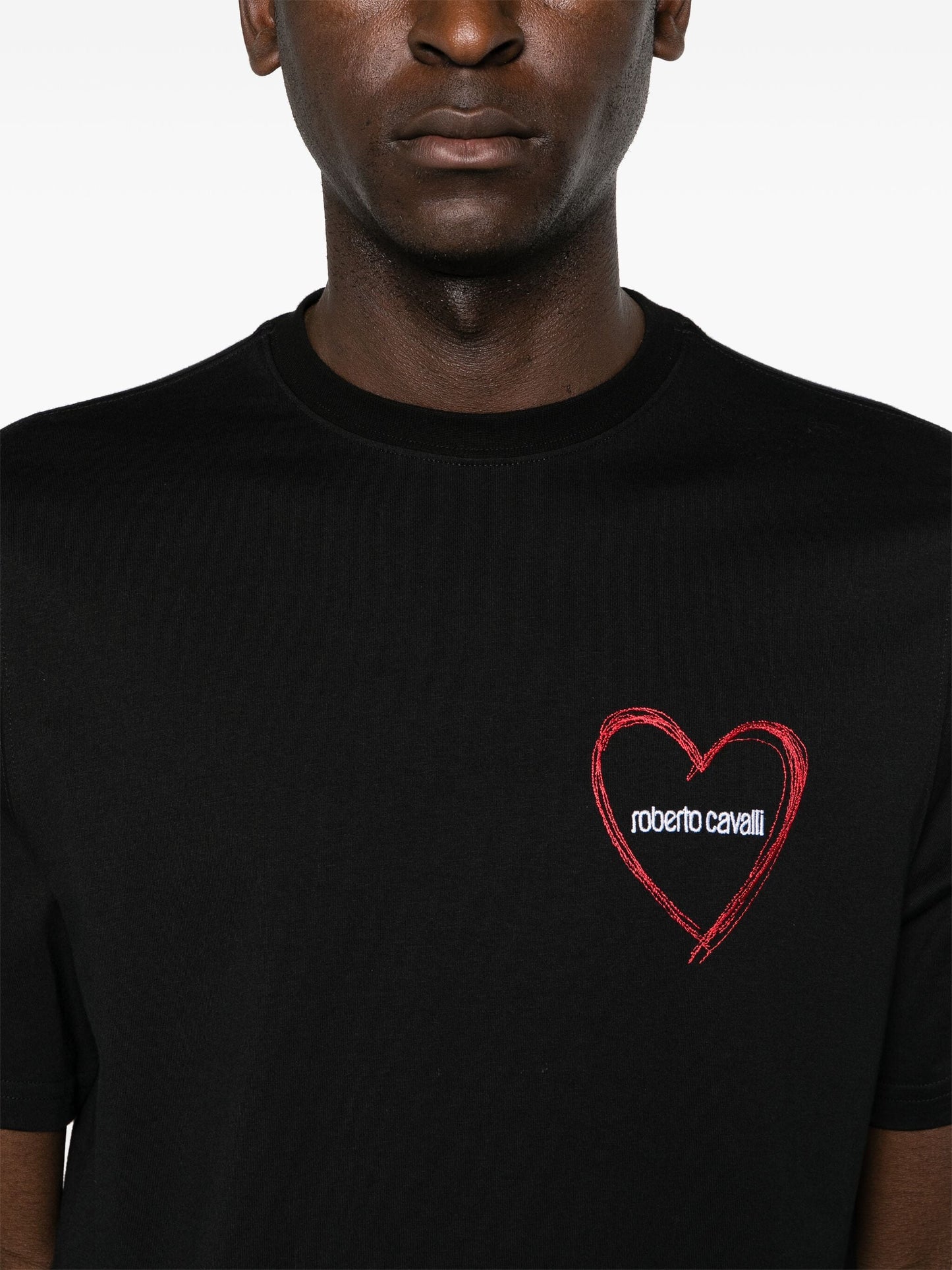 Heart-embroidered T-shirt