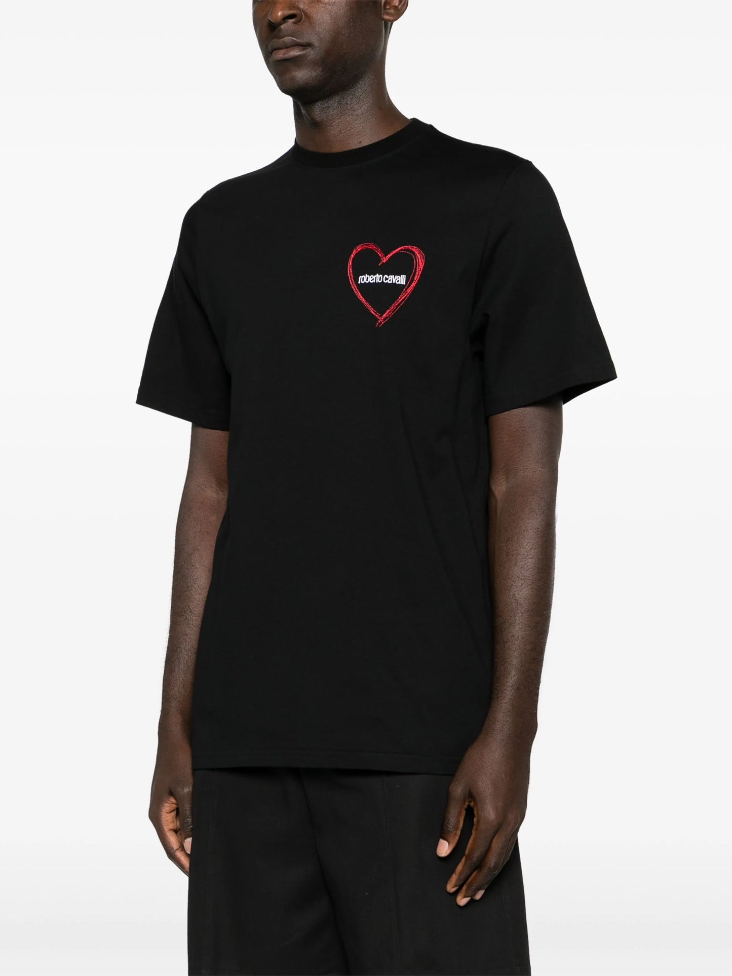 Heart-embroidered T-shirt