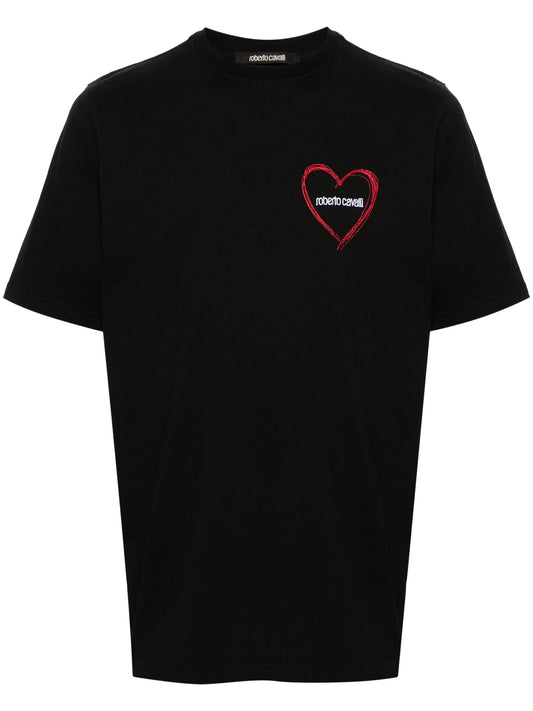 Heart-embroidered T-shirt