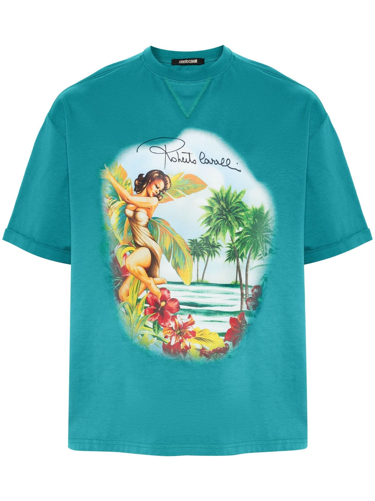 Hawaii-print cotton T-shirt